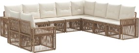 vidaXL Σετ Καναπέ Κήπου 10 pcs Μπεζ και Κρέμ συνθετικό ρατάν