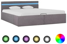 vidaXL Πλαίσιο Κρεβατιού με Αποθ. Χώρο/LED Taupe 180x200 εκ. Ύφασμα