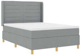 vidaXL κρεβάτι Box Spring με στρώμα & LED Γκρίζο 140x200 εκ. ύφασμα