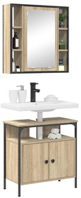 vidaXL Σετ Επίπλων Μπάνιου με ράφι με πόρτα 2 pcs Καφέ 60 x 30 x 60 cm