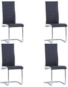 Καρέκλες Τραπεζαρίας «Πρόβολος» 4 τεμ. Μαύρες Συνθετικό Δέρμα - Μαύρο