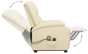 vidaXL Πολυθρόνα Μασάζ με Ανύψωση Κρεμ Συνθετικό Δέρμα