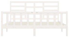 Πλαίσιο Κρεβατιού Λευκό 200 x 200 εκ. από Μασίφ Ξύλο Πεύκου - Λευκό
