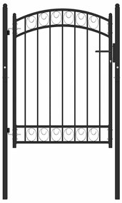vidaXL Καγκελόπορτα με Αψιδωτή Κορυφή Μαύρη 100 x 125 εκ. από Ατσάλι