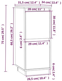 Ντουλάπια 2 τεμ. 31,5 x 34 x 75 εκ. από Μασίφ Ξύλο Πεύκου - Καφέ