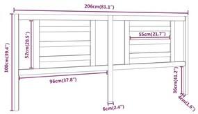 Κεφαλάρι Κρεβατιού Μελί 206 x 4 x 100 εκ. από Μασίφ Ξύλο Πεύκου - Καφέ