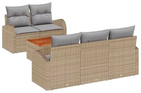 vidaXL Σετ Καναπέ Κήπου 6 pcs Beige, ανοιχτό γκρι