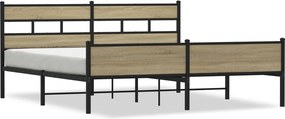 vidaXL Σκελετός Κρεβ. Χωρίς Στρώμα Sonoma Δρυς 200x200 εκ. Μεταλλικό