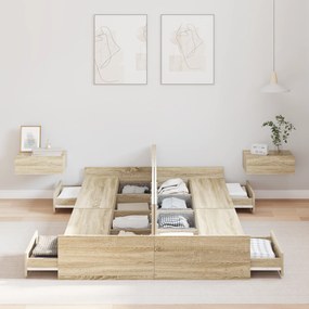vidaXL Κρεβάτι με αποθηκευτικό χώρο Sonoma Δρυς 120 x 200 cm