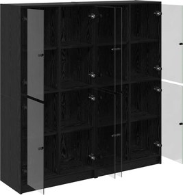 vidaXL Highboard 2 pcs Μαύρη Οξυά 68 x 37 x 142 εκ Επεξεργασμένο ξύλο
