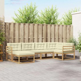 vidaXL Σειρά Καναπέ Εξωτερικού 5 pcs Λευκό και Κρεμ Πολυεστέρας
