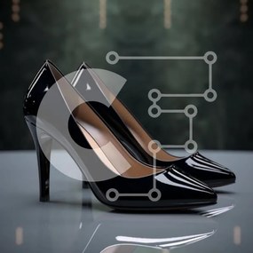 Σετ των 2 Intra Συλλεκτικό Ξύλινο Παζλ Plywood 4mm - Κομψά μαύρα ψηλοτάκουνα παπούτσια στο τραπέζι Σε Ξύλινο Κουτί - Διαστάσεις: 10x10 cm – 25 κομμάτια