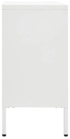 Μπουφές Λευκός 75 x 35 x 70 εκ. από Ατσάλι και Ψημένο Γυαλί - Λευκό