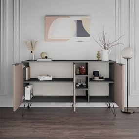 Μπουφές Clara Megapap χρώμα ανθρακί - ανοιχτή μόκα 142x35,6x83εκ.