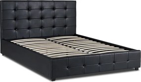 Κρεβάτι Iro Megapap από τεχνόδερμα με αποθηκευτικό χώρο χρώμα μαύρο 160x200εκ.