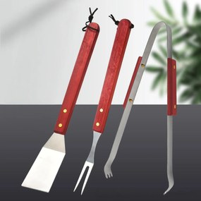 Σετ Εργαλείων BBQ με 3 Αξεσουάρ: Τσιμπίδα, Πιρούνα, Σπάτουλα