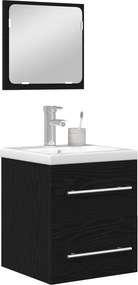 vidaXL Σετ Επίπλων Μπάνιου 2 pcs Μαύρη Οξυά Επεξεργασμένο ξύλο