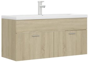 vidaXL Ντουλάπι Μπάνιου με Νιπτήρα Sonoma Δρυς από Επεξεργασμένο Ξύλο
