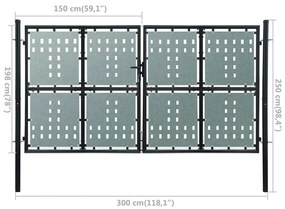 vidaXL Πόρτα Περίφραξης Μονή Μαύρη 300 x 250 εκ.