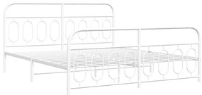 vidaXL Πλαίσιο Κρεβατιού με Κεφαλάρι&Ποδαρικό Λευκό 183x213εκ. Μέταλλο