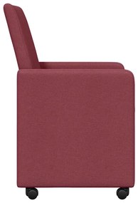 vidaXL Καρέκλες Φαγητού με Ρόδες 2 pcs Μπορντό 57 x 66 x 94 εκ ύφασμα