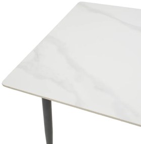 Τραπέζι Gustas pakoworld λευκό μαρμάρου sintered stone-μαύρο μέταλλο 120x80x76εκ