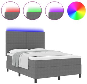 vidaXL Κρεβάτι με Σπαστό Στρώμα & LED Γκρι Βελούδινο 140x200 εκ.