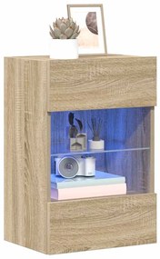 vidaXL Κρεμαστά ντουλάπια με φώτα LED για τηλεόραση 2 Τεμ. Sonoma Δρυς 40x30x60,5 εκ.