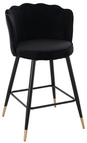 MEDIUM HEIGHT STOOL  BLACK VELVET WITH METAL FRAME 50x50x90 cm.