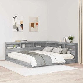 vidaXL Κρεβάτι-βιβλιοθήκη Γκρίζο Σονομά 180x200 εκ, Ξύλινη Κατασκευή.