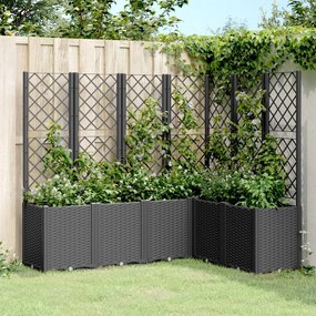 Ζαρντινιέρα Κήπου με Καφασωτό Μαύρο 160 x 120 x 140 εκ. από PP - Μαύρο
