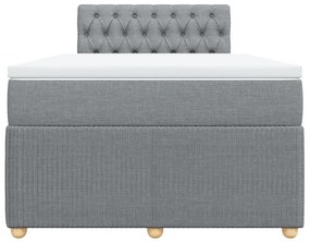 Κρεβάτι Boxspring με Στρώμα Ανοιχτό Γκρι 120x200 εκ. Υφασμάτινο - Γκρι