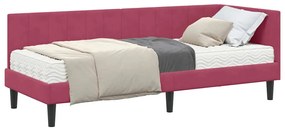 vidaXL Κρεβάτι Γωνίας με στρώμα Μπορντό 80 x 200 cm Βελούδο