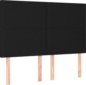 vidaXL Κρεβάτι Boxspring με Στρώμα Μαύρο 140x190 εκ. Υφασμάτινο