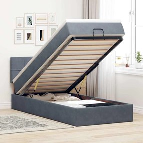 Οθωμανικό κρεβάτι με στρώμα & LEDs Σκούρο γκρι 90x190cm Velvet 3312591