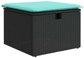 vidaXL Καναπές Κήπου 6 Τεμαχίων Μαύρο Συνθετικό Ρατάν Μαξιλάρια Ακακία