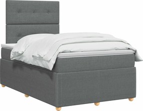 vidaXL Κρεβάτι box spring με στρώμα Σκούρο Γκρι 120 x 200 cm Ύφασμα