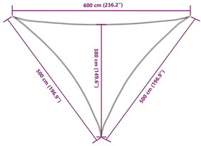 Πανί Σκίασης Τρίγωνο Ανθρακί 5 x 5 x 6 μ. από Ύφασμα Oxford - Ανθρακί