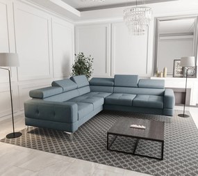 Γωνιακός καναπές Soreko Max-Μπλε-Ύφασμα-Δεξιά