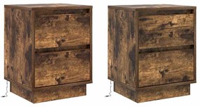 vidaXL Κομοδίνο με συρτάρι με 2 pcs Καπνιστή δρυς 39 x 34.5 x 50 εκ.