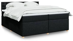 Κρεβάτι Boxspring με Στρώμα Μαύρο 200x200 εκ. Υφασμάτινο