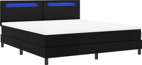 vidaXL Κρεβάτι με ελατήρια Μαύρο 180 x 200 cm Τεχνητό δέρμα