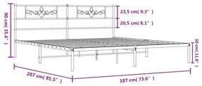 Πλαίσιο Κρεβατιού με Κεφαλάρι Μαύρο 180 x 200 εκ. Μεταλλικό - Μαύρο