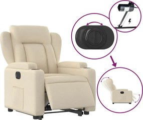 vidaXL Πολυθρόνα Ηλεκ. Ανακλινόμενη με Ανύψωση Κρεμ Υφασμάτινη