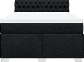 vidaXL Κρεβάτι Boxspring με Στρώμα Μαύρο 140x190 εκ. Υφασμάτινο