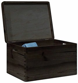 vidaXL Ξύλινο κουτί με καπάκι και λαβές Μαύρο 40x30x23cm