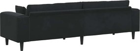 vidaXL Καναπές Μαύρο 250 x 77 x 76 εκ. Βελούδο