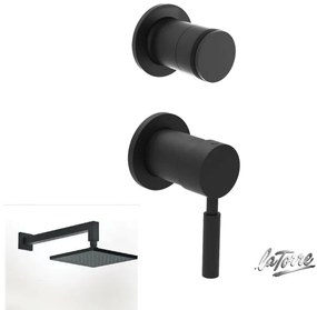 La Torre NEW TECH Black matt 12051SP-400 34374-400 Μίκτης εντ+εκτρ περ/ικός 2 εξ+Αν/μενη Κεφαλή Square 30x30εκ+Μπράτσο Τοίχου