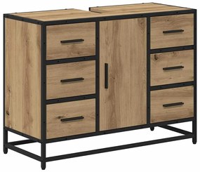 vidaXL Ντουλάπα Νιπτήρα Mπάνιου με πόρτα artisan δρυς 80 x 33 x 60 εκ