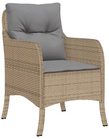 vidaXL Σέτ φαγητού για κήπο με μαξιλάρι 5 pcs Μπεζ Πολυ ράταν